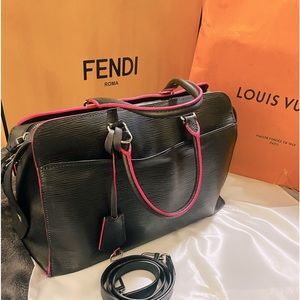 💐LOUIE VUITTON EPI NOIR LIMITED EDITION PINK TRIMMED EPI CALFSKIN BAG